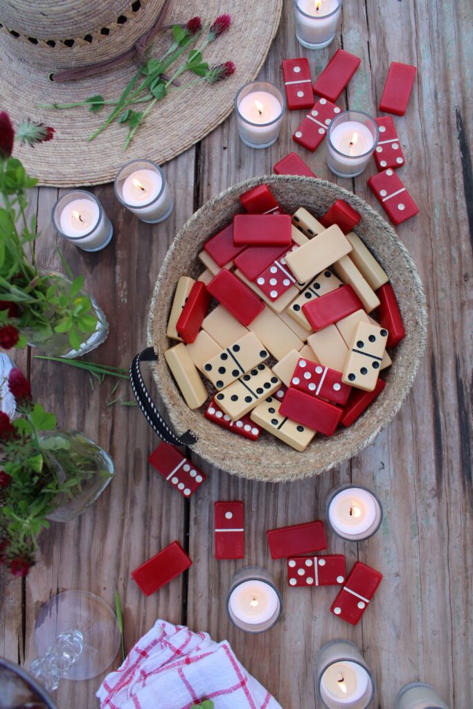 Vintage dominos and candles