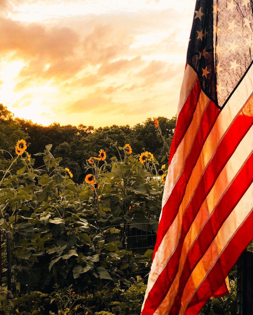 American Flag at Sunset